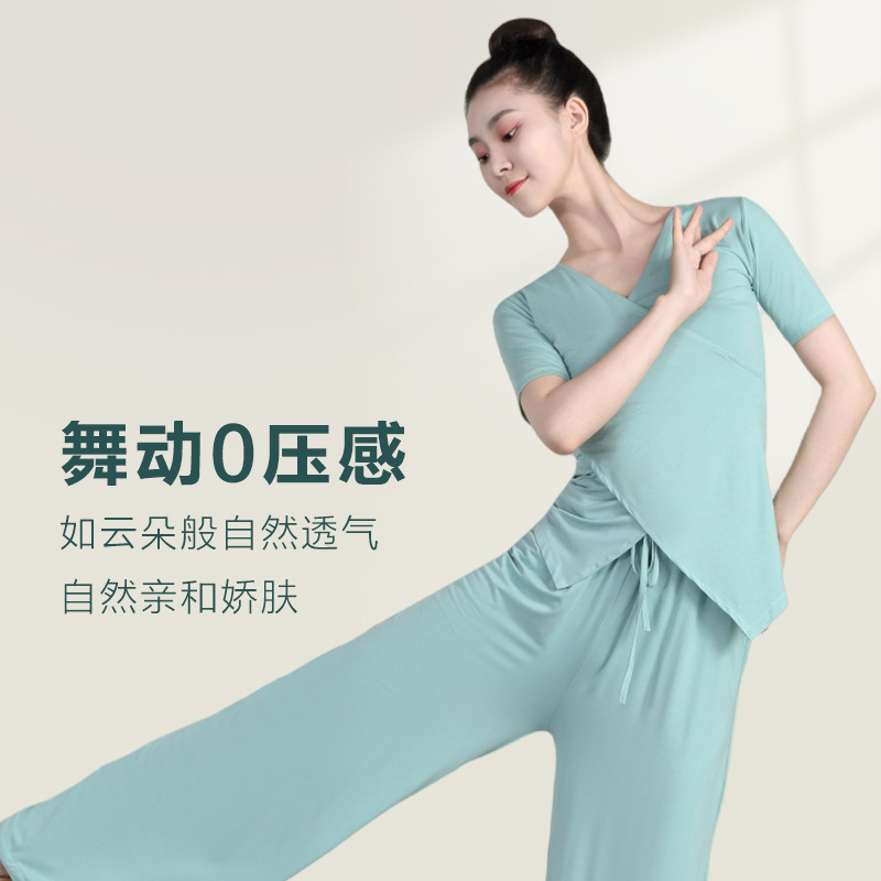 Dance clothes suit women's modal modern Chinese classical dance practice clothes top ballet wide-leg pants adult