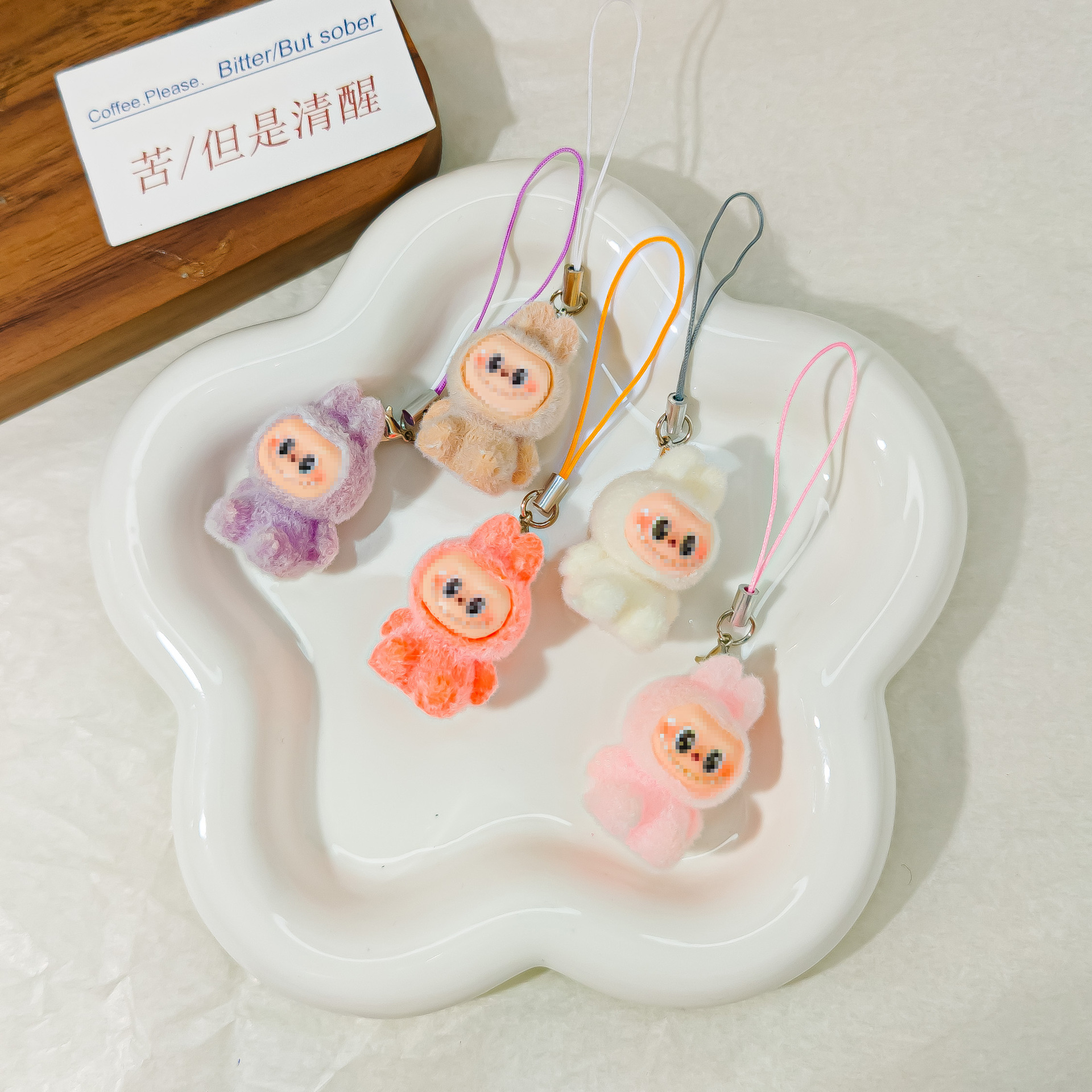 Phone Strap M34 Flocked Fabric Keychain Pendant Plush Doll Bag Accessory Creative Small Gift Hanger