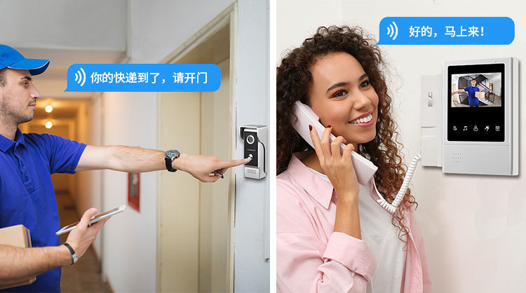 外国貿易クロスボーダー落書きスマート可視ドアベル携帯電話APP遠隔ビデオ解錠WiFi可視ドアベル有線|undefined