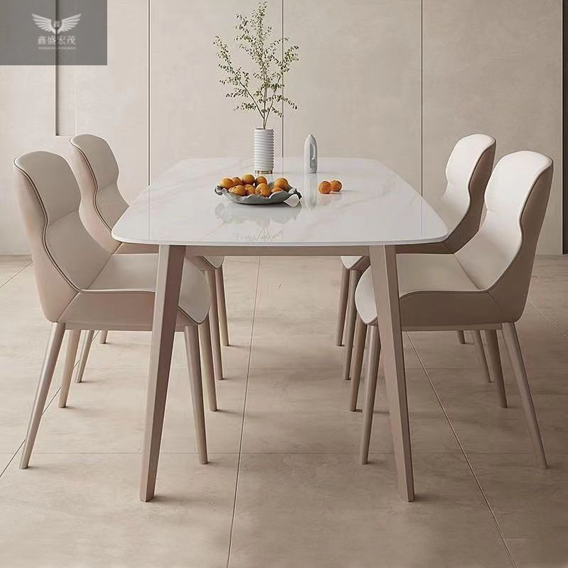 Luz y lujo moderno simple casa pequeña mesa de comedor rectangular italiana mesa de comedor de tabla de roca brillante combinación de mesa de comedor