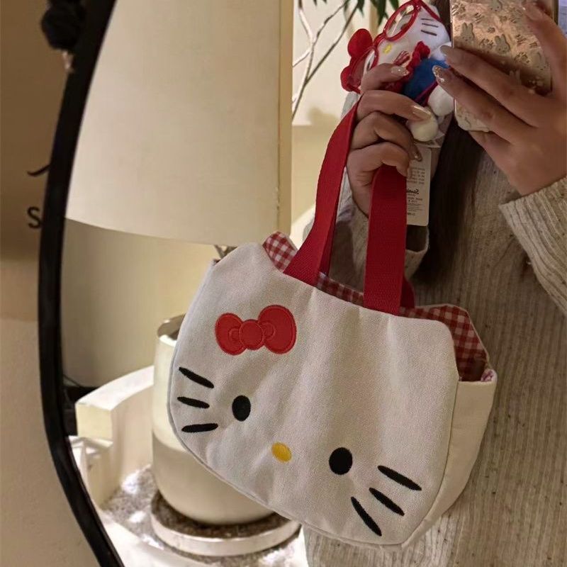 2026 New Cute Kitty Canvas Bag Cartoon Work Commute Bag Handbag Women's Large Capacity Handbag 2026 New Cute Kitty Canvas Bag Cartoon Work Commute Bag Handbag Women's Large Capacity Handbag
