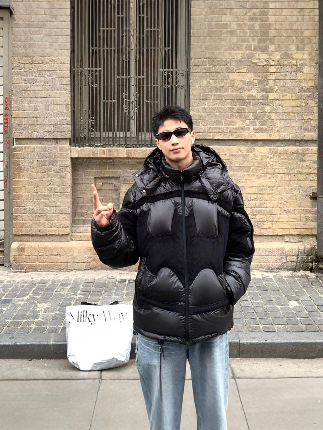 Batman co-firmó un nuevo abrigo de invierno con capuzas, vestido de algodón de empalme para parejas de moda, versátil, protección gruesa