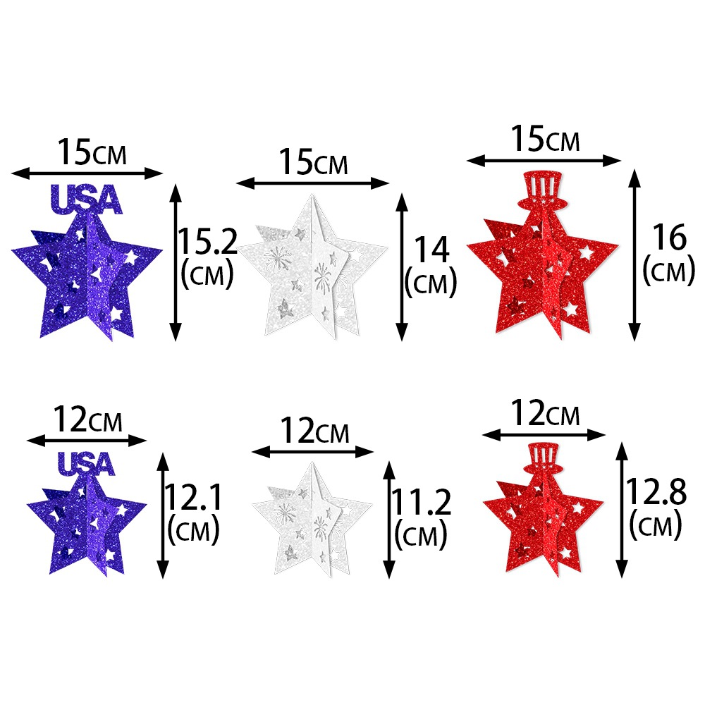 Adornos tridimensionales de la decoración de la fiesta del Día de la Independencia de EE. UU. Adornos del fondo de la fiesta del Día de la Independencia de EE. UU.