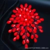 12 red crystal flower brooch - red thread