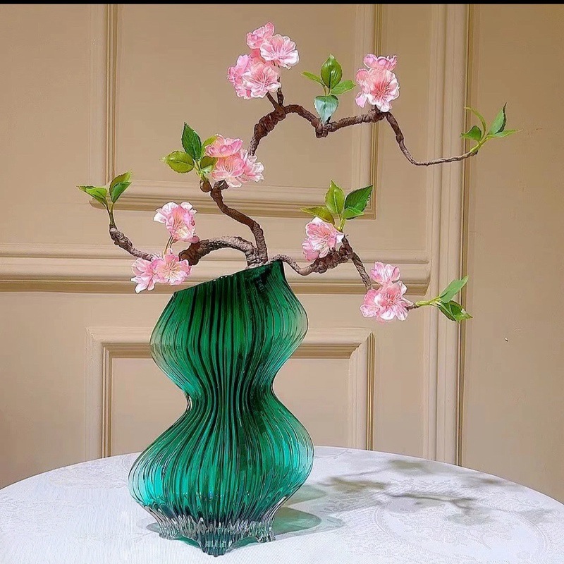 Nicho creativo mariposa cintura jarrón de vidrio transparente sala de estar mesa de comedor flor de agua lirio flor seca decoración ornamentos