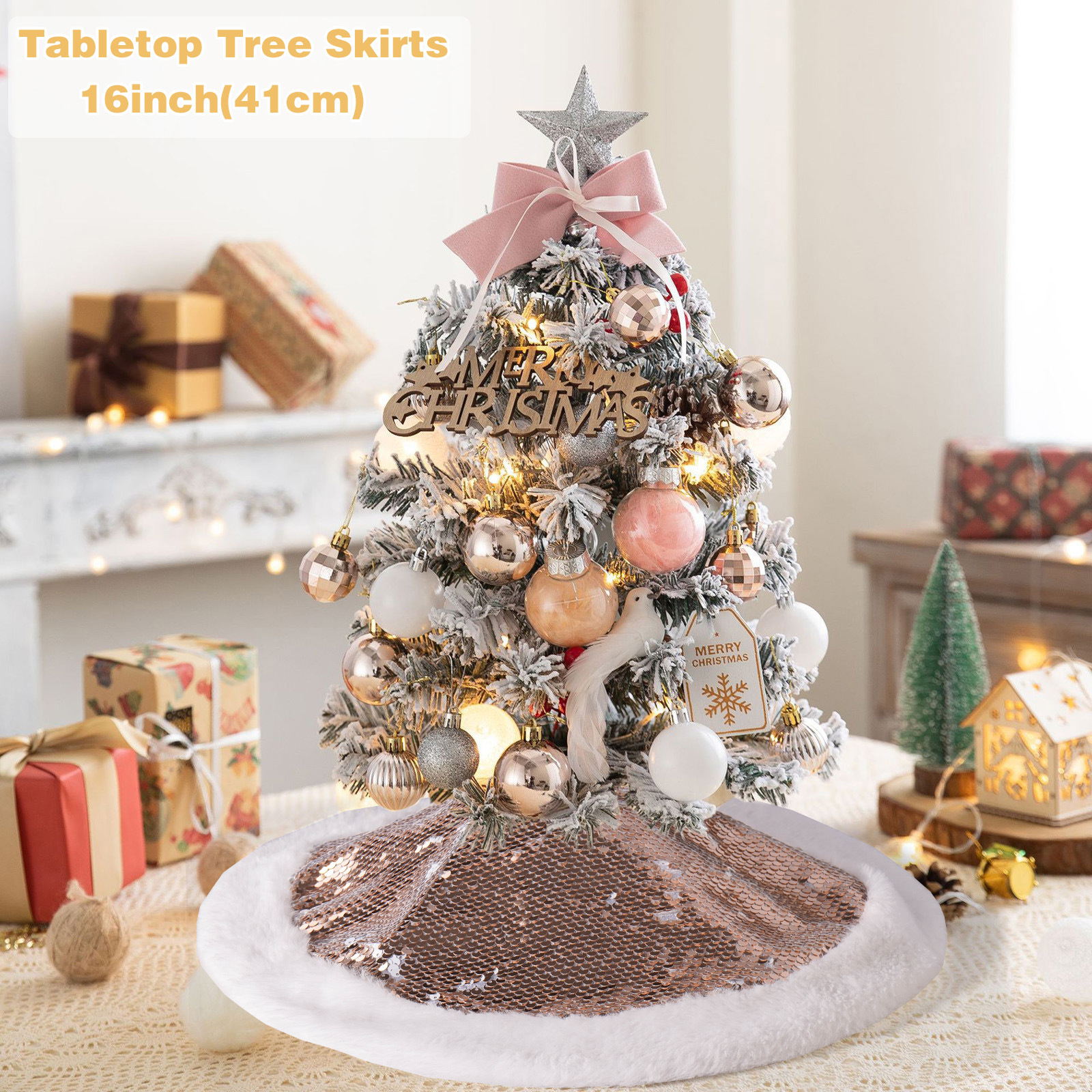 Navidad transfronteriza pequeña falda de árbol de perlas decoración de dos colores conmutación creativa delantal de árbol de Navidad una falda de dos colores