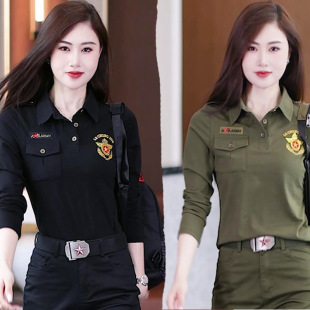 [single piece] autumn women's T-shirt long sleeve thin elastic lapel top POLO shirt T-shirt casual age-reducing top