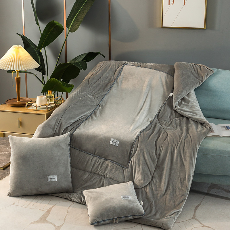 크리스탈 벨벳 아플리케 자수 베개 이불-그레이