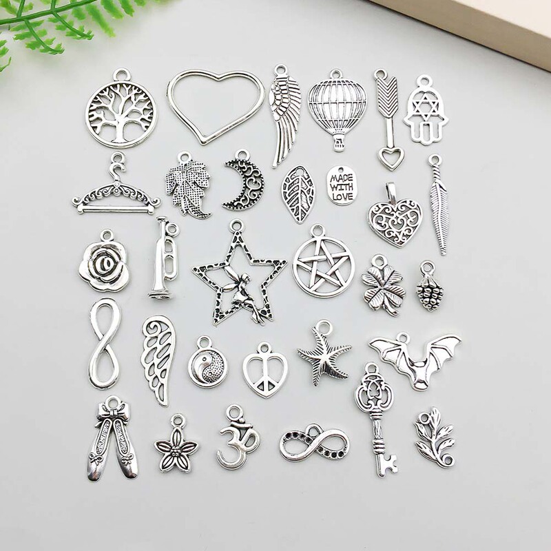 Cross-border New Product Mix 30 Ancient Silver Alloy Wings Hot Air Balloon Pendant Handmade DIY Earrings Bracelet Jewelry Accessories