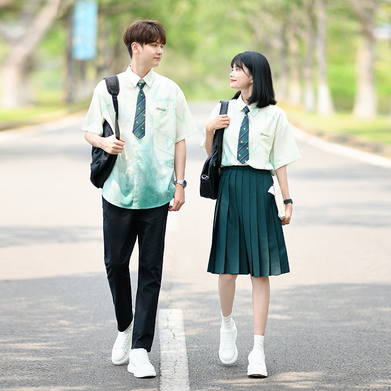 Graduation Photograph 2024 Real Photograph Shipment Couple Dress Short Sleeve Shirt Performance Dress Student Class Dress Uniform Female