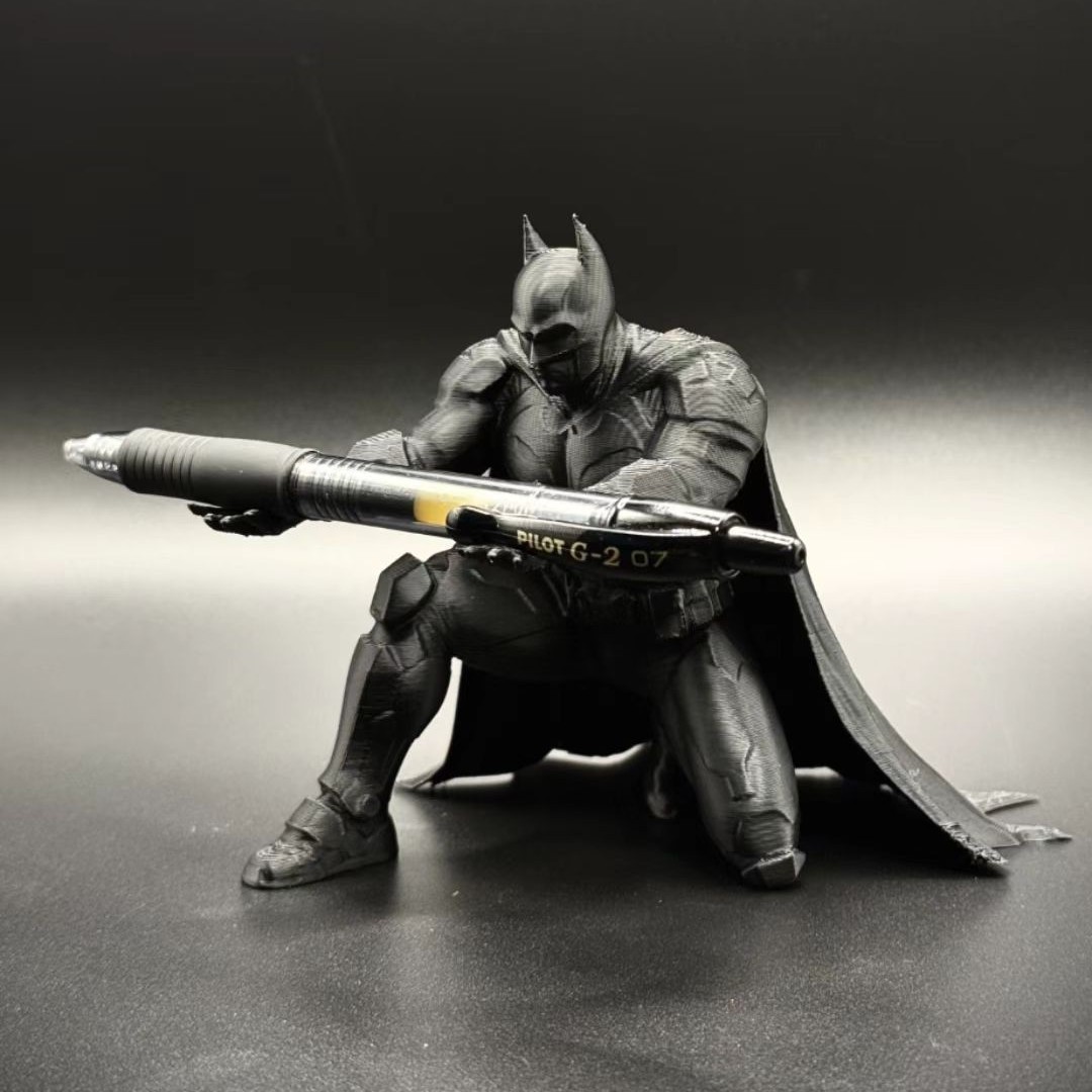 Ninja impresión adornos 3D hechos a mano estante de lápiz papelería almacenamiento bolígrafo personalidad mesa creativa con decoración negro samurai estante de lápiz