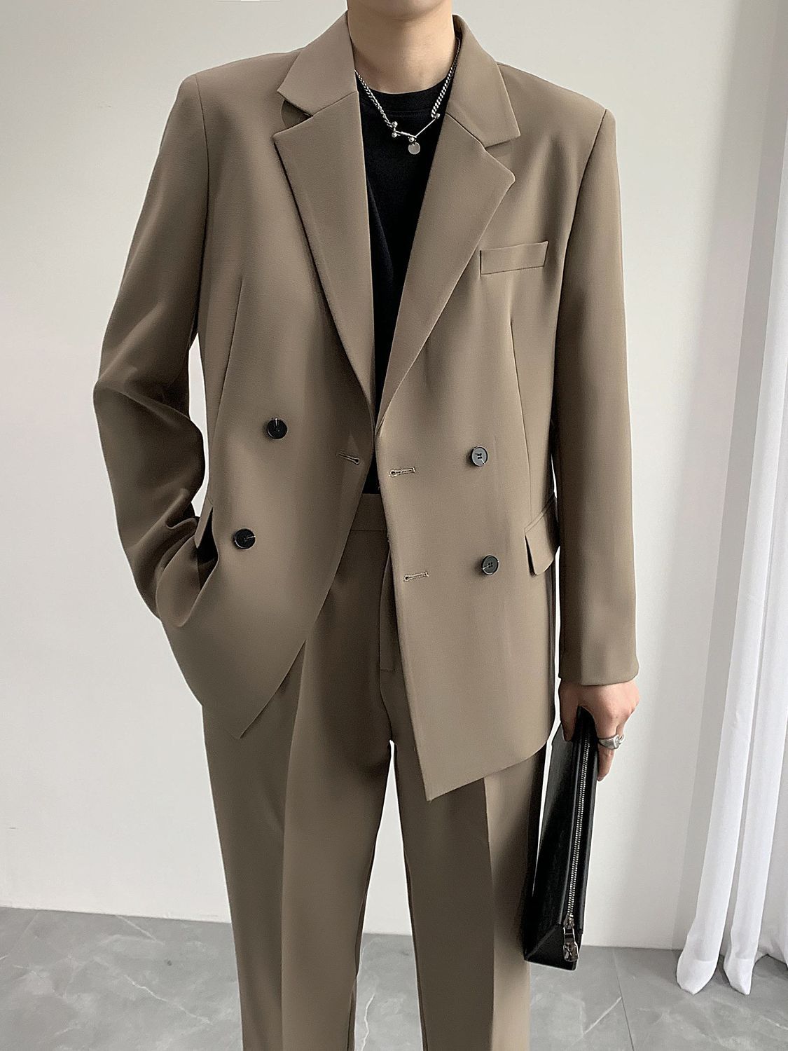 Casual chaqueta de traje de hombre primavera y otoñodk chaqueta de uniforme coreana suelta de moda retro chaqueta de traje único de moda
