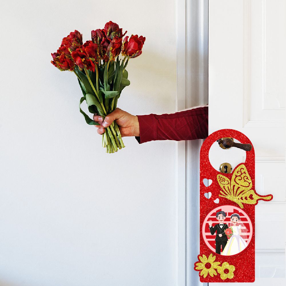 Fábrica al por mayor de la boda manija de la puerta colgante decoración de la habitación de la boda decoración de la puerta colgante atmósfera props Decoración