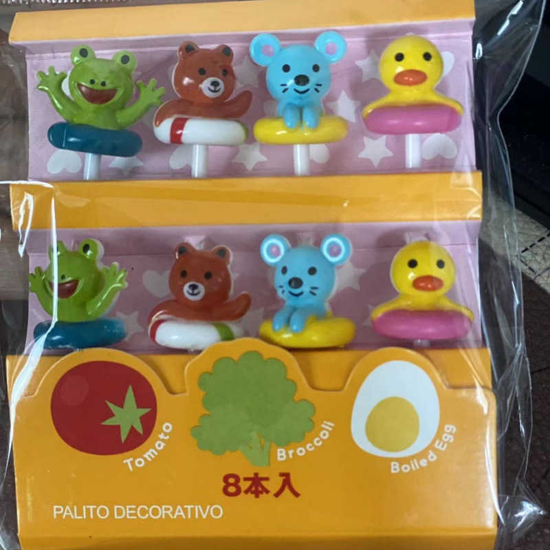 Japón hogar dibujos animados horquilla de fruta creativa para niños animales lindos horquilla de fruta de plástico set Bento stick
