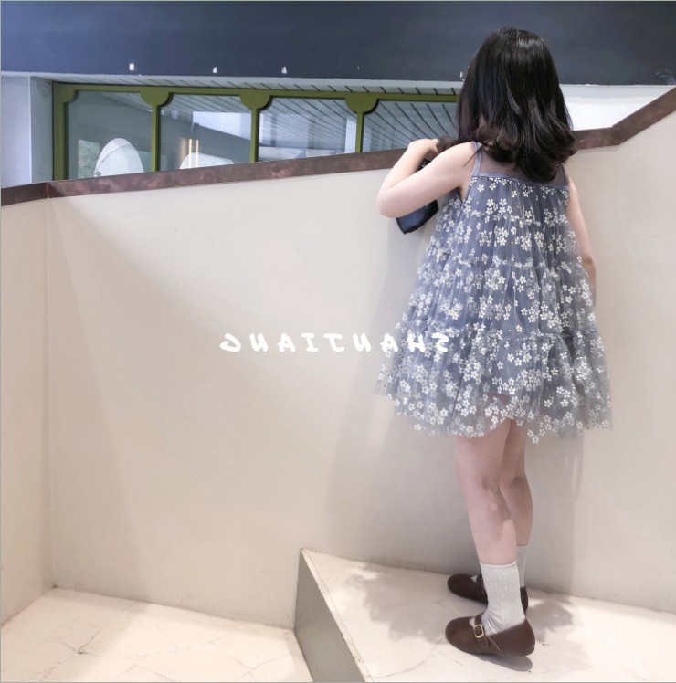 21童装夏季新款儿童裙子朦胧花朵女童连衣裙公主裙外贸童装代发|ms