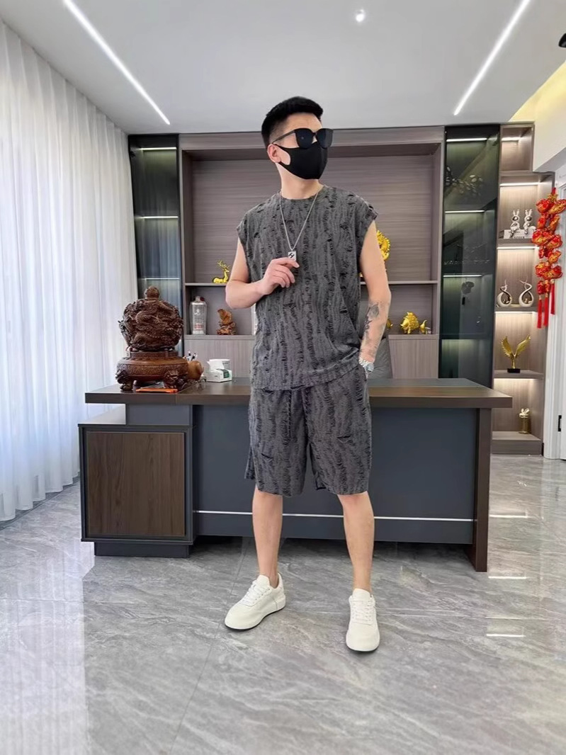 Camisa menos ropa traje de ropa deportiva verano para hombres camiseta de manga corta jersey de baloncesto pantalones cortos casuales de dos piezas tendencia coreana