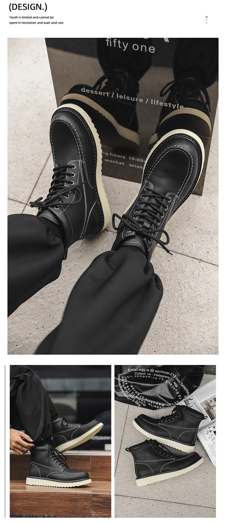 Martin – bottes montantes de moto pour hommes, tendance, décontractées, en velours, polyvalentes, combinaison de travail, 2024 coton, hiver 9055_voghion.com