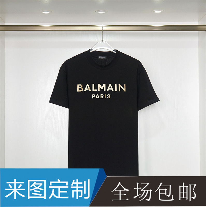 Balmain Balmain Printed Round Neck Short-Sleeved T-Shirt Amazon Men's and Women's Tops t