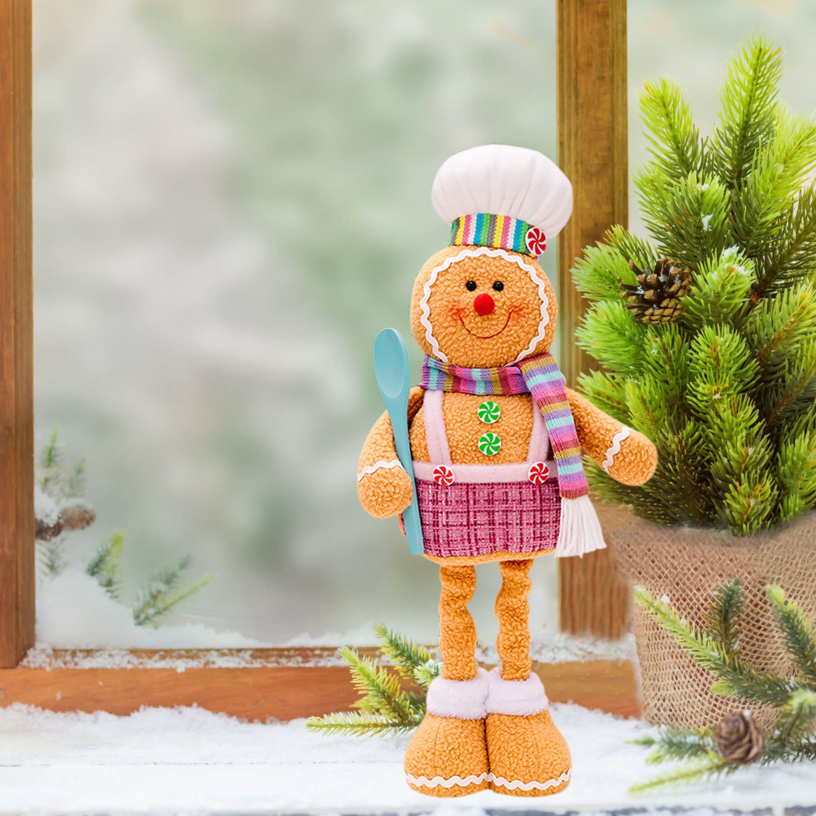 Navidad Gingerbread muñeca decoración retráctil muñeca Gingerbread muñeca galletas de color decoración de ventanas