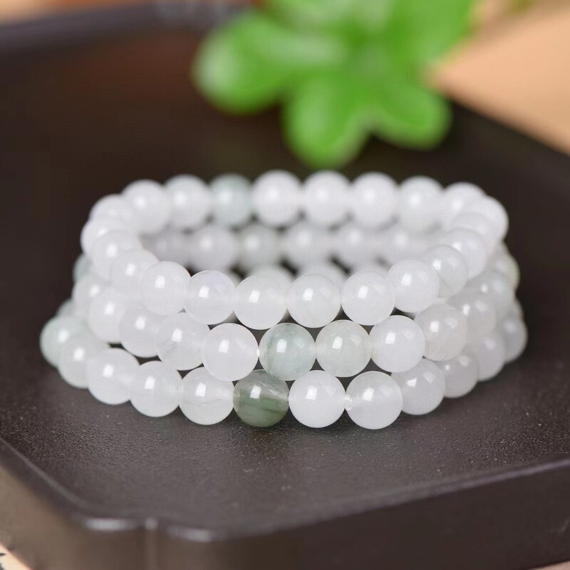 Xinjiang Natural Tianshan Emerald Bracelet Jade Jade Floating Flowers Scattered Beads Round Beads Gold Silk Jade Bracelet Bracelet Direct Supply