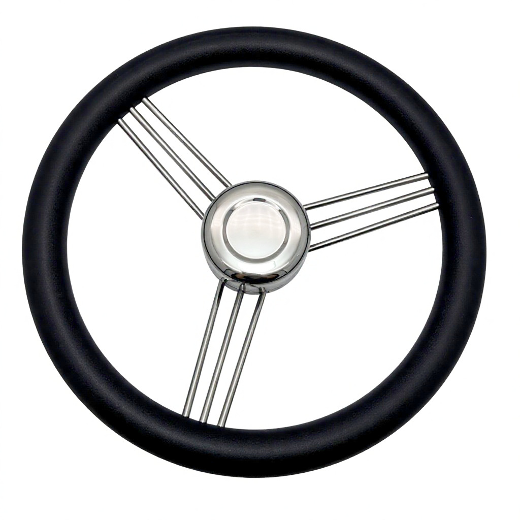 Three-spoke stainless steel 304 foam soft grip ship steering wheel, yacht rudder wheel, marine steering wheel