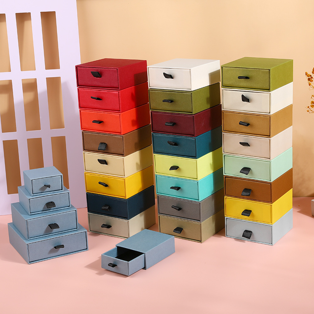 纯色新款简约首饰收纳抽屉盒珠宝饰品包装盒抽屉式珠宝首饰收纳盒