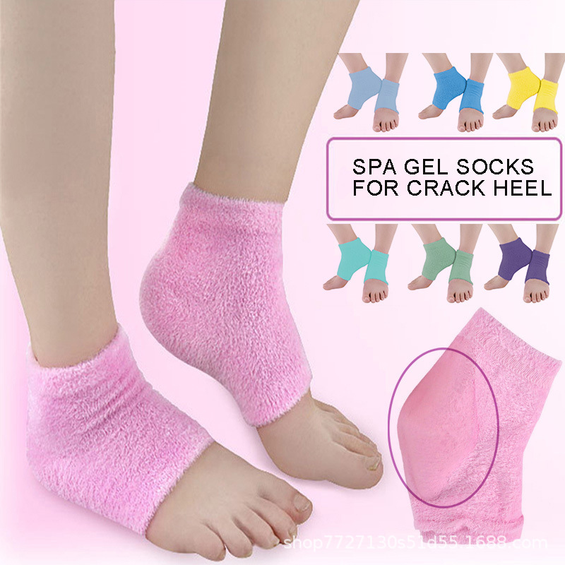 In stock feather yarn gel heel socks moisturizing exfoliating anti-chapping hydrating essential oil care ankle sleeve heel cover