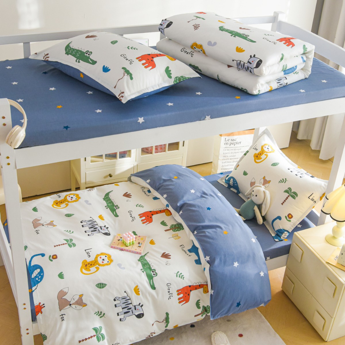 Dormitorio de tres piezas de cama de algodón dormitorio de algodón para estudiantes de primaria cama única cama