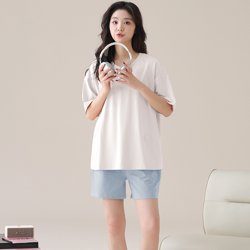 Pajamas with Breast Pads for Women, Summer Imitation Modal Short-Sleeved Shorts, 2025 New Thin Style, Can Be Worn Outside, Home Clothes for Students Pajamas with Breast Pads for Women, Summer Imitation Modal Short-Sleeved Shorts, 2025 New Thin Style, Can Be Worn Outside, Home Clothes for Students