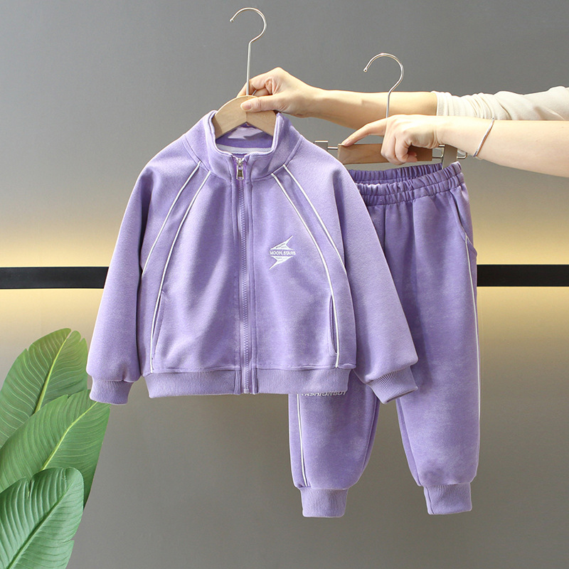 7730 traje de primavera para niños 2025 nueva ropa deportiva de primavera y otoño para niños ropa para niñas cárdigan de dos piezas para bebés