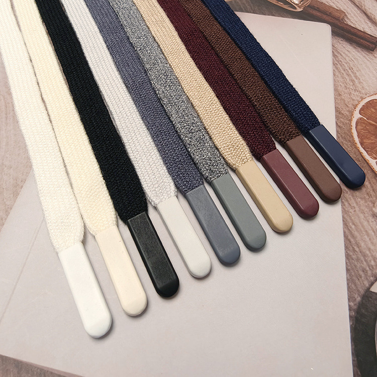 1.2cm Acrylic Wool Flat Waistband Drawstring Colorful Metal Head Sports Pants Waist Drawstring Casual Pants Waist Tightening Rope