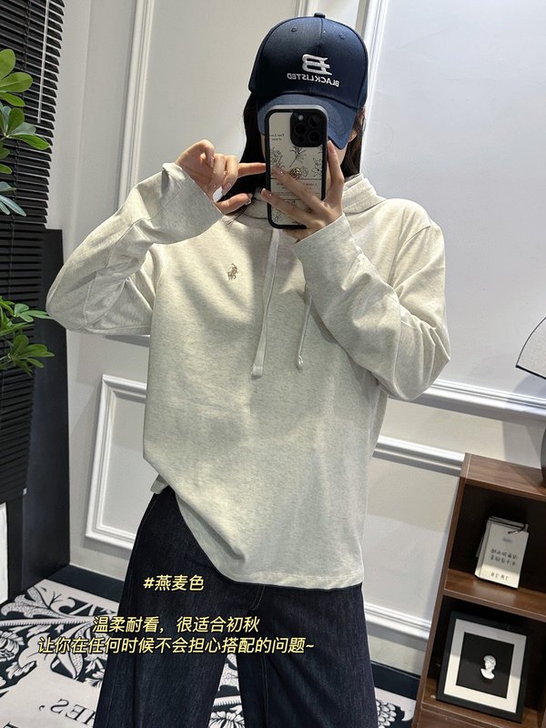 25秋拉夫同款刺绣小马经典连帽休闲直筒卫衣 女士休闲百搭卫衣|undefined