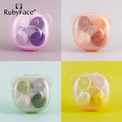 Rubyface新品小熊盒裝乾濕兩用化妝彩妝工具海綿粉撲美妝蛋