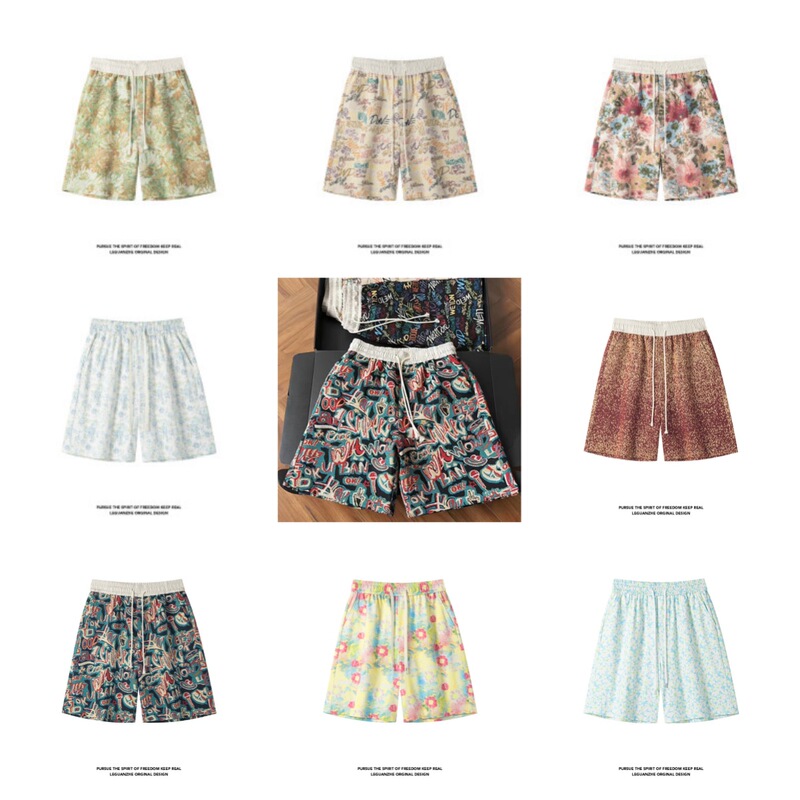 High-End Heavyweight College-Style Trendy Casual Beach Shorts, Cool Summer New Retro Floral Shorts