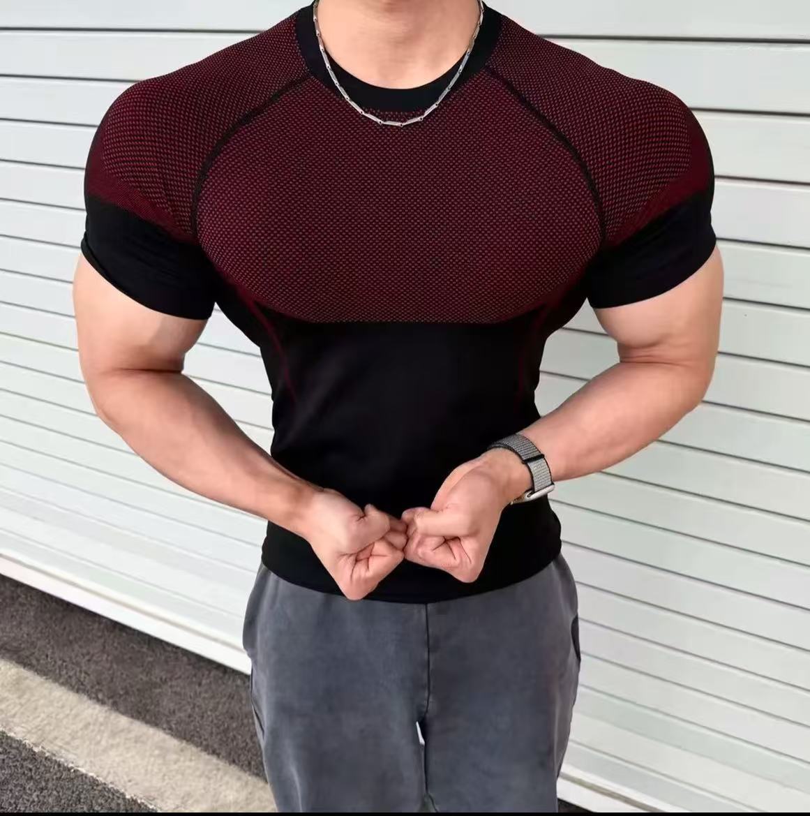 Men's Fitness T-shirt Seamless Quick Drying Breathable Oversized_voghion.com