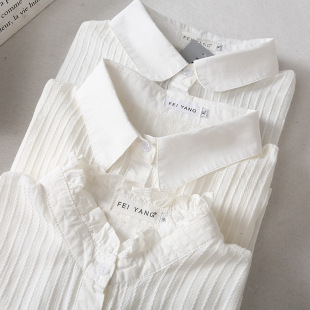 2022 New Autum Style Plus Fat Plus Size Plus Size Women's Clothing Korean Style Slim Casual Multi-Collar Pit Strip Shirt 1758