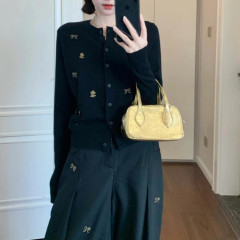 法式复古蝴蝶结开衫外套女气质春秋黑色高级感开春穿搭针织衫上衣