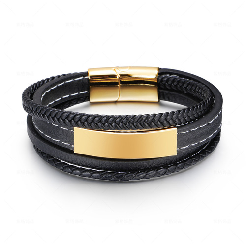 Cross-border E-commerce Original Handmade Rope Braided Stainless Steel Bracelet Men's Titanium Steel Bracelet Accessory