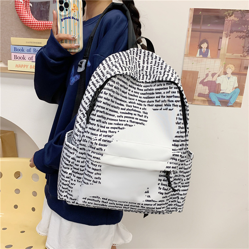 书包美式高颜值背包潮字母时尚休闲防泼水电脑包初高中学生双肩包|undefined