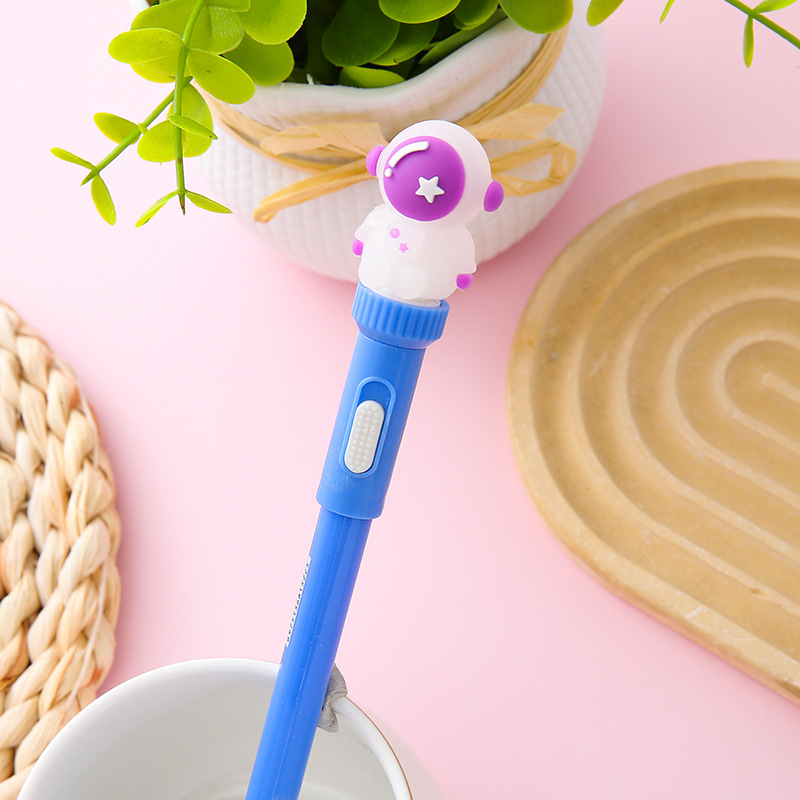 Bolígrafo giratorio con luz Bolígrafo de neutro de astronauta Bolígrafo de agua luminosa de descompresión de estudiantes creativos Bolígrafo de firma de oficina al por mayor