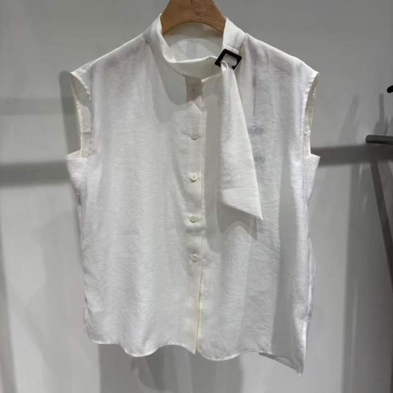 In Stock 2026 Autumn New French-Style Casual Design Versatile Sleeveless Shirt with Tie Collar Q166287 In Stock 2026 Autumn New French-Style Casual Design Versatile Sleeveless Shirt with Tie Collar Q166287