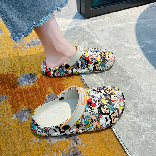  Spring Croc Shoes Couple New Women's Beach Garden Shoes Outdoor Baotou Outerwear PVC Casual Sandals for Men