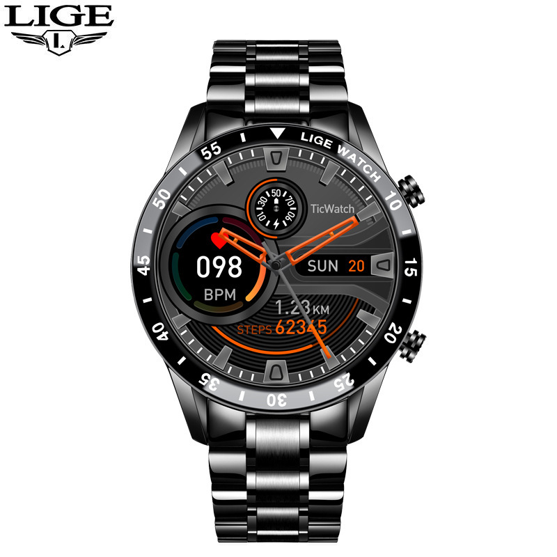 LIGE reloj inteligente para hombre Bluetooth paso contando Detección de frecuencia cardíaca reloj pulsera inteligente comercio electrónico transfronterizo 0189