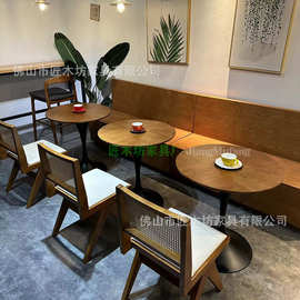 美式复古咖啡厅桌椅组合烘焙店中餐西餐酒吧桌茶楼茶餐厅卡座桌椅