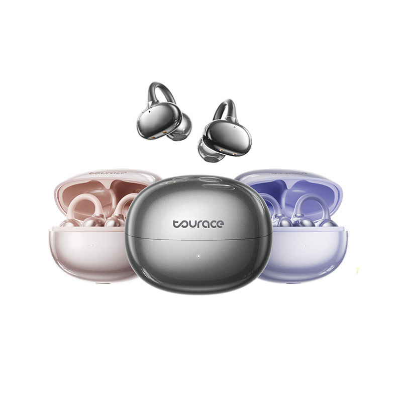 Auricolare Bluetooth con clip auricolare, non in-ear, a conduzione ossea, wireless transfrontaliero, lunga durata della batteria, traduzione AI, riduzione del rumore sportivo._voghion.com