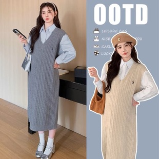Pregnant Women's Spring Dress dress 2025 New Style Top Skirt Two-piece Set Pregnant Mother's Advanced Wear for Spring and Autumn suit