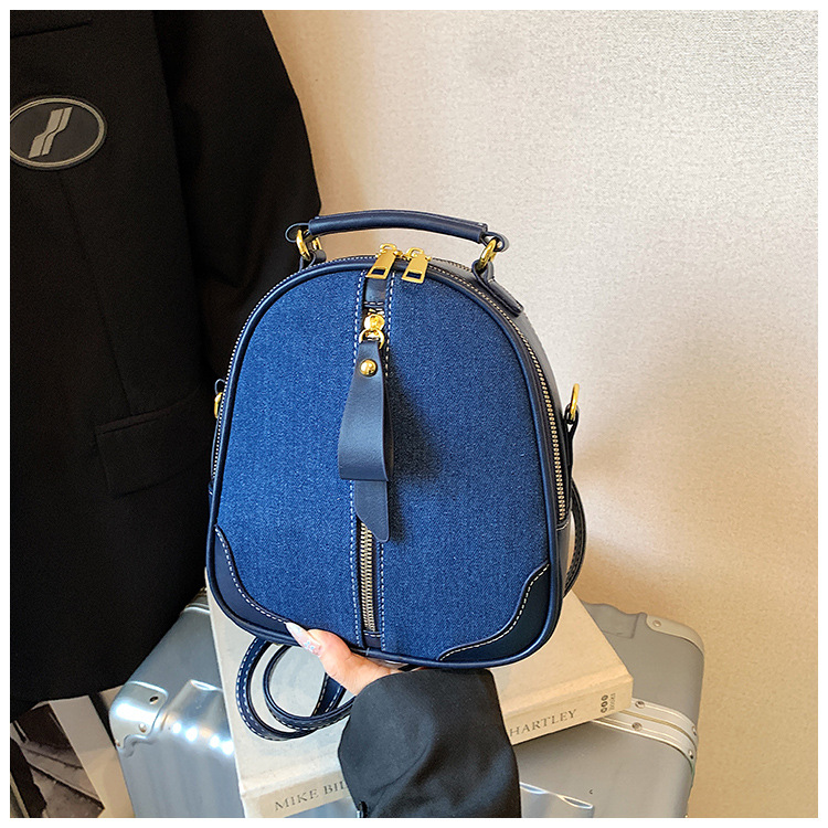 Bolsa de tendencia transfronteriza para mujeres 2026 nuevo nicho jeans empalmado mochila de hombro multifuncional image 10