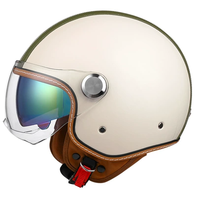 Motosiklet kaskı (dəbilqə) — helmet motorcycle bluetooth helmet electric - two-color-strip-off-white-short-outer-and-inner-color-m