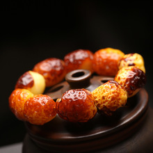 直播波罗的海鸡油黄蜜蜡原石皮老蜜蜡手串男女士桶珠琥珀手链