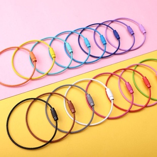 Creative color paint steel wire rope car key ring key chain DIY accessories multifunctional steel wire pendant in stock